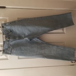 Topshop High Waisted Straight Raw Edge Hem